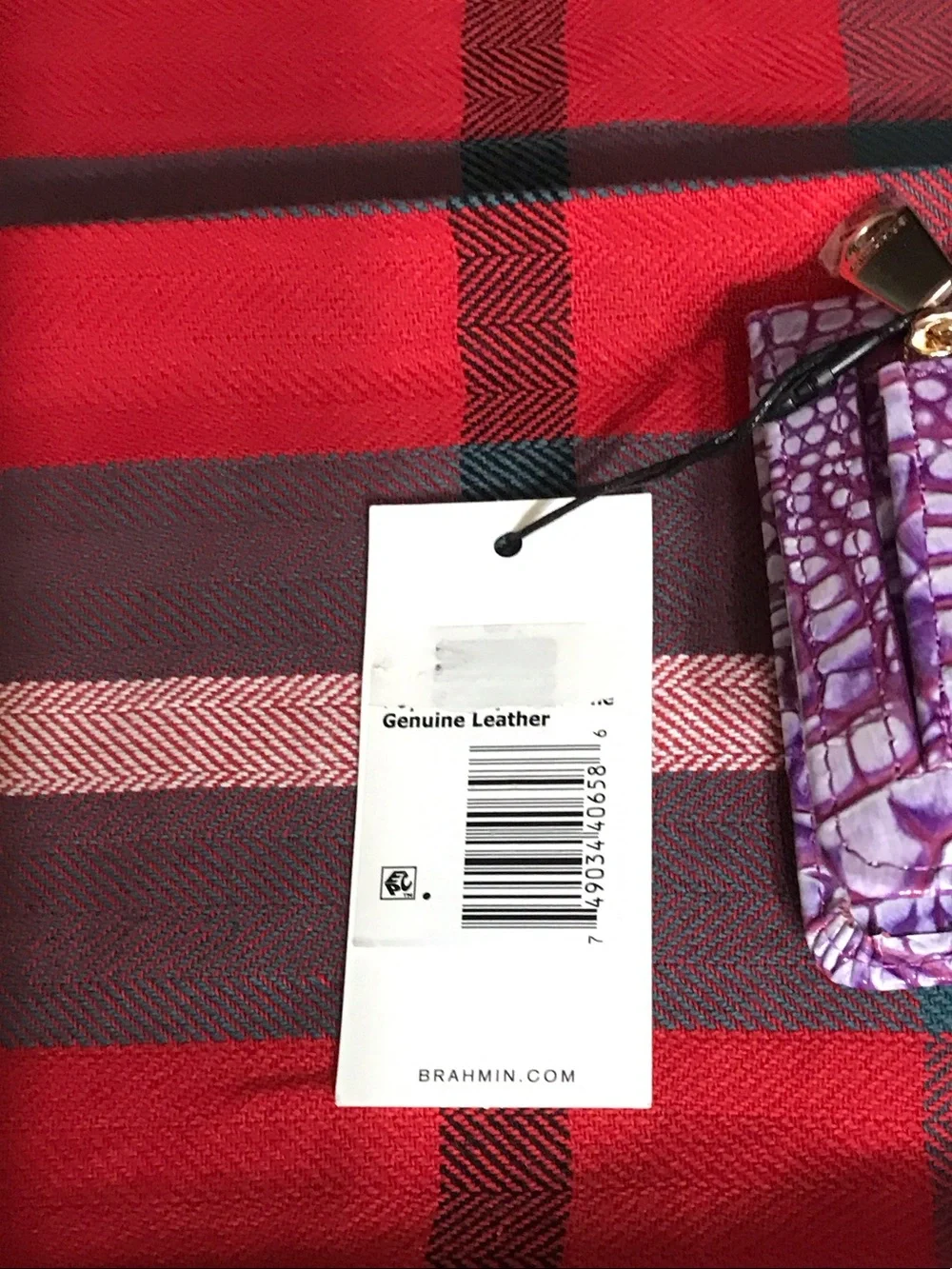 Brahmin Purple Embossed Croc-Pattern Wallet